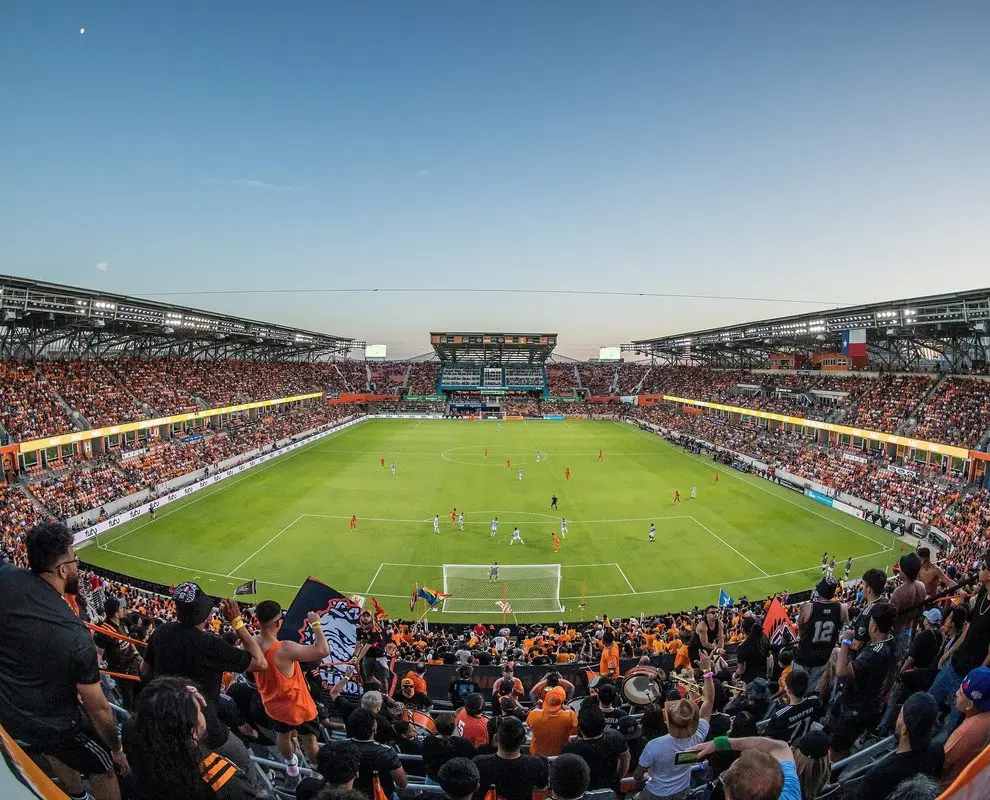 Packed Shell Energy Stadium during a Houston Dynamo match